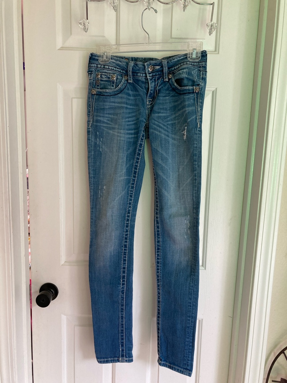 Miss Me Blue Skinny Jeans with Subtle Fade